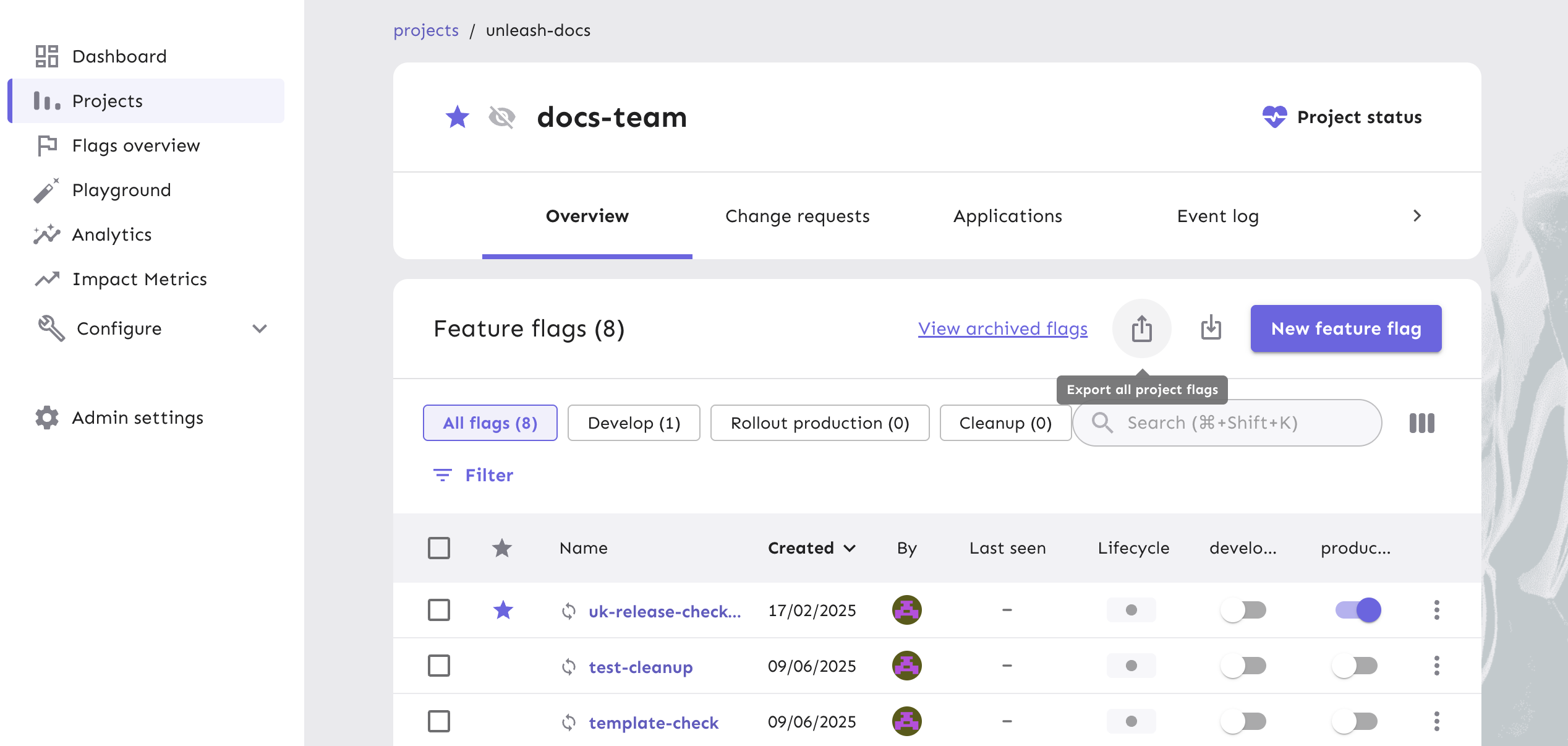 Export all flags from a project